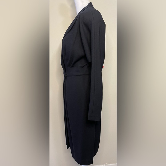 Pia Rucci Women’s Black Vintage Dress 100 % Wool Wrap Long Sleeves Size 10. NWT - Picture 10 of 17